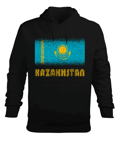 Tisho - Kazakistan,Kazakhstan,Kazakistan Bayrağı,Kazakistan logosu,Kazakhstan flag. Erkek Kapüşonlu Hoodie Sweatshirt