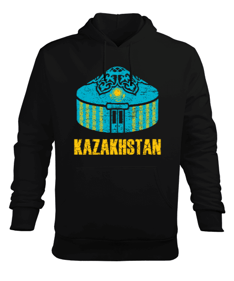 Tisho - Kazakistan,Kazakhstan,Kazakistan Bayrağı,Kazakistan logosu,Kazakhstan flag. Erkek Kapüşonlu Hoodie Sweatshirt