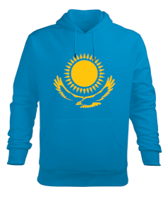 Kazakistan,Kazakhstan,Kazakistan Bayrağı,Kazakistan logosu,Kazakhstan flag. Erkek Kapüşonlu Hoodie Sweatshirt - Tisho