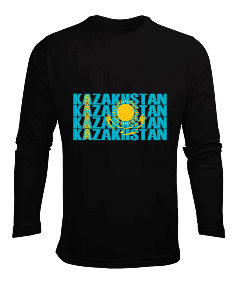 Tisho - Kazakistan,Kazakhstan,Kazakistan Bayrağı,Kazakistan logosu,Kazakhstan flag. Erkek Uzun Kol Yazlık Tişört