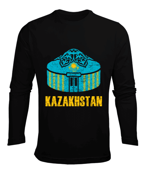 Tisho - Kazakistan,Kazakhstan,Kazakistan Bayrağı,Kazakistan logosu,Kazakhstan flag. Erkek Uzun Kol Yazlık Tişört