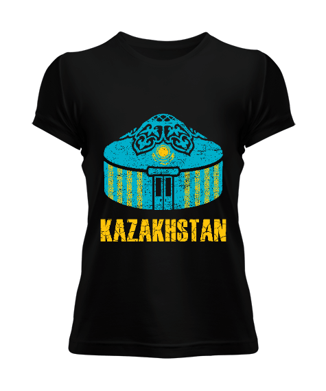 Tisho - Kazakistan,Kazakhstan,Kazakistan Bayrağı,Kazakistan logosu,Kazakhstan flag. Kadın Tişört