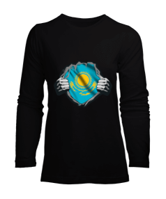 Kazakistan,Kazakhstan,Kazakistan Bayrağı,Kazakistan logosu,Kazakhstan flag. Kadın Uzun Kol Tişört - Tisho