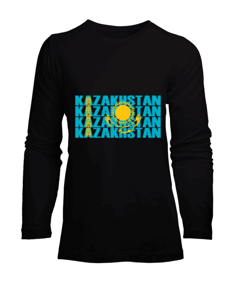 Tisho - Kazakistan,Kazakhstan,Kazakistan Bayrağı,Kazakistan logosu,Kazakhstan flag. Kadın Uzun Kol Tişört