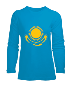 Kazakistan,Kazakhstan,Kazakistan Bayrağı,Kazakistan logosu,Kazakhstan flag. Kadın Uzun Kol Tişört - Tisho