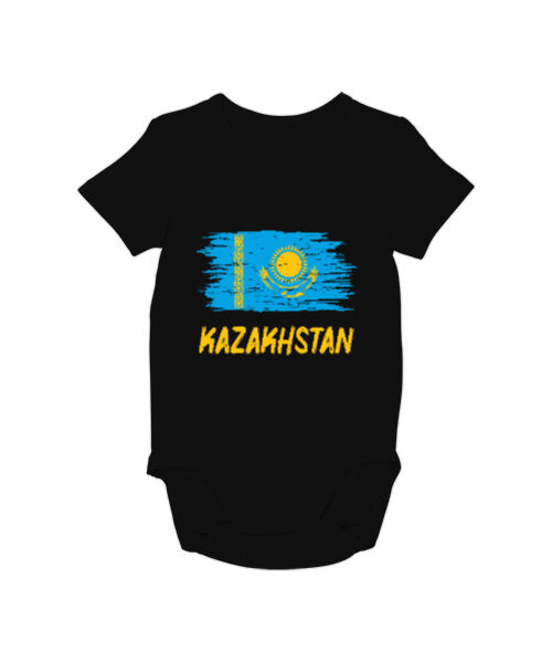 Tisho - Kazakistan,Kazakhstan,Kazakistan Bayrağı,Kazakistan logosu,Kazakhstan flag. Siyah Bebek Zıbını