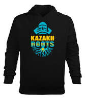 Kazakistan,Kazakhstan,Kazakistan Bayrağı,Kazakistan logosu,Kazakhstan flag. Siyah Erkek Kapüşonlu Hoodie Sweatshirt - Tisho