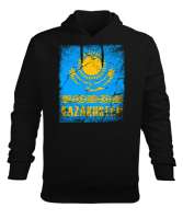 Kazakistan,Kazakhstan,Kazakistan Bayrağı,Kazakistan logosu,Kazakhstan flag. Siyah Erkek Kapüşonlu Hoodie Sweatshirt - Tisho