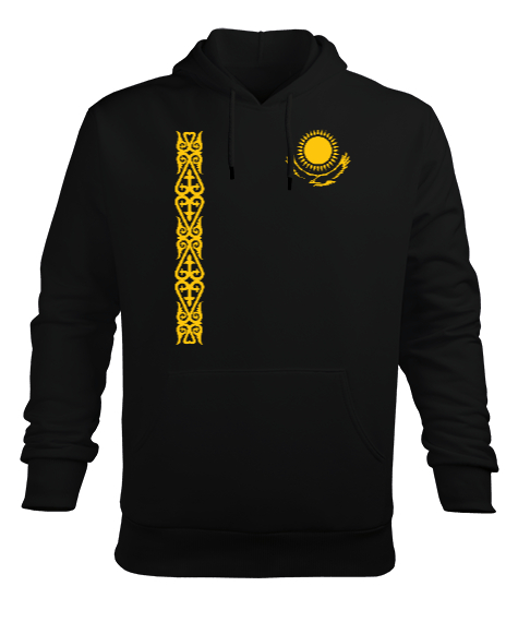 Tisho - Kazakistan,Kazakhstan,Kazakistan Bayrağı,Kazakistan logosu,Kazakhstan flag. Siyah Erkek Kapüşonlu Hoodie Sweatshirt