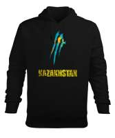 Kazakistan,Kazakhstan,Kazakistan Bayrağı,Kazakistan logosu,Kazakhstan flag. Siyah Erkek Kapüşonlu Hoodie Sweatshirt - Tisho