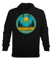 Kazakistan,Kazakhstan,Kazakistan Bayrağı,Kazakistan logosu,Kazakhstan flag. Siyah Erkek Kapüşonlu Hoodie Sweatshirt - Tisho