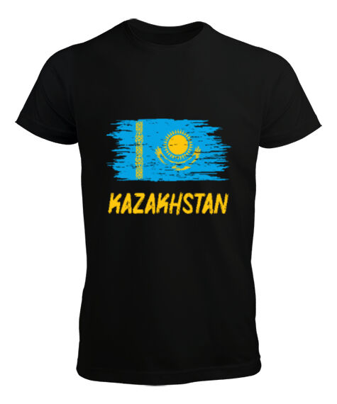 Tisho - Kazakistan,Kazakhstan,Kazakistan Bayrağı,Kazakistan logosu,Kazakhstan flag. Siyah Erkek Tişört