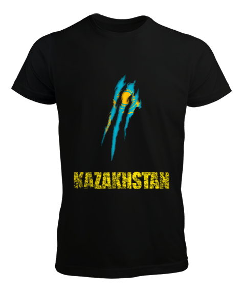 Tisho - Kazakistan,Kazakhstan,Kazakistan Bayrağı,Kazakistan logosu,Kazakhstan flag. Siyah Erkek Tişört