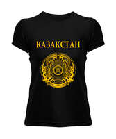 Kazakistan,Kazakhstan,Kazakistan Bayrağı,Kazakistan logosu,Kazakhstan flag. Siyah Kadın Tişört - Tisho