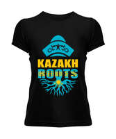 Kazakistan,Kazakhstan,Kazakistan Bayrağı,Kazakistan logosu,Kazakhstan flag. Siyah Kadın Tişört - Tisho