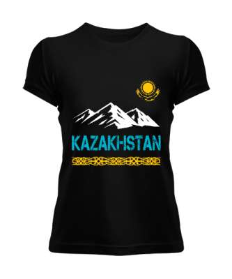 Kazakistan,Kazakhstan,Kazakistan Bayrağı,Kazakistan logosu,Kazakhstan flag. Siyah Kadın Tişört - Tisho