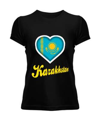 Kazakistan,Kazakhstan,Kazakistan Bayrağı,Kazakistan logosu,Kazakhstan flag. Siyah Kadın Tişört - Tisho