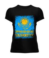 Kazakistan,Kazakhstan,Kazakistan Bayrağı,Kazakistan logosu,Kazakhstan flag. Siyah Kadın Tişört - Tisho