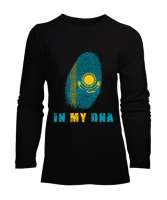 Kazakistan,Kazakhstan,Kazakistan Bayrağı,Kazakistan logosu,Kazakhstan flag. Siyah Kadın Uzun Kol Tişört - Tisho