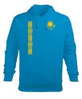 Kazakistan,Kazakhstan,Kazakistan Bayrağı,Kazakistan logosu,Kazakhstan flag. Turkuaz Erkek Kapüşonlu Hoodie Sweatshirt - Tisho