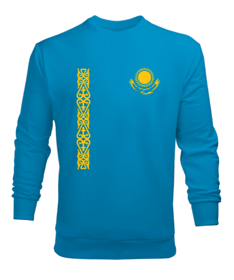 Tisho - Kazakistan,Kazakhstan,Kazakistan Bayrağı,Kazakistan logosu,Kazakhstan flag. Turkuaz Erkek Sweatshirt