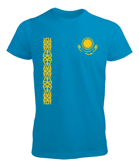 Tisho - Kazakistan,Kazakhstan,Kazakistan Bayrağı,Kazakistan logosu,Kazakhstan flag. Turkuaz Erkek Tişört