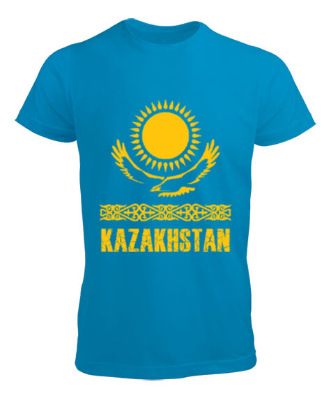 Tisho - Kazakistan,Kazakhstan,Kazakistan Bayrağı,Kazakistan logosu,Kazakhstan flag. Turkuaz Erkek Tişört