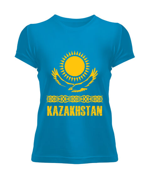 Kazakistan,Kazakhstan,Kazakistan Bayrağı,Kazakistan logosu,Kazakhstan flag. Turkuaz Kadın Tişört - Tisho