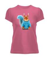 Kazaklı Sevimli Tavşan - Rabbit V2 Pembe Kadın Tişört - Tisho