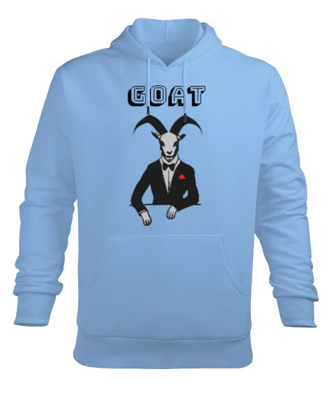 Tisho - keçi Buz Mavisi Erkek Kapüşonlu Hoodie Sweatshirt