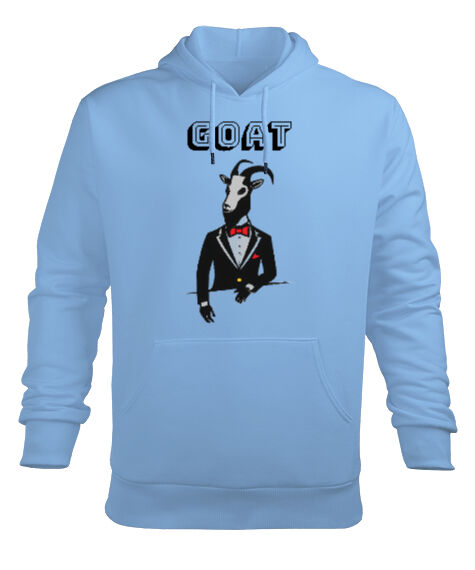 Tisho - keçi Buz Mavisi Erkek Kapüşonlu Hoodie Sweatshirt