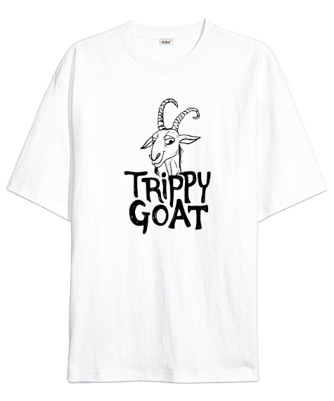 Tisho - Keçi Tribi - İnatçı Beyaz Oversize Unisex Tişört