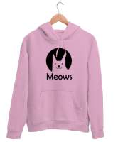 Kedi - Cat - Meows - Miyav Pembe Unisex Kapşonlu Sweatshirt - Tisho