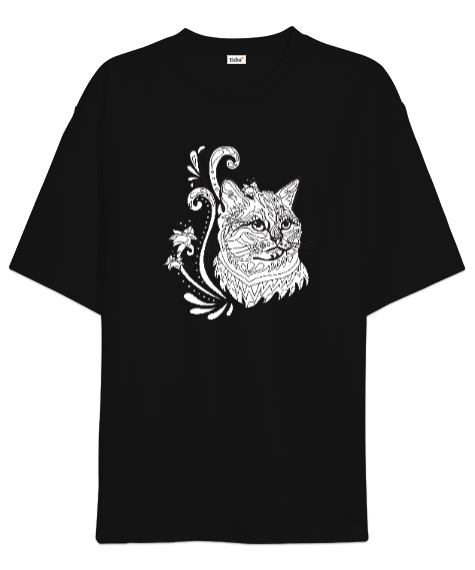 Tisho - Kedi - Cat Siyah Oversize Unisex Tişört