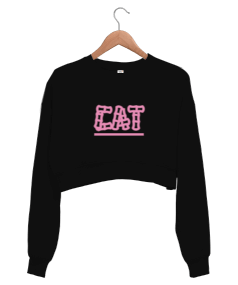 Tisho - kedi crop Kadın Crop Sweatshirt