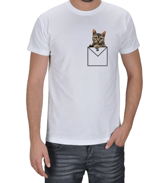 Tisho - Kedi desenli komik erkek tişörtü Erkek Tişört
