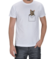Kedi desenli komik erkek tişörtü Erkek Tişört - Thumbnail