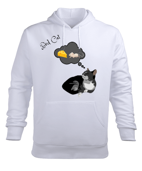 Tisho - Kedi, fare ve peynir figürlü, Erkek Kapüşonlu Hoodie Sweatshirt