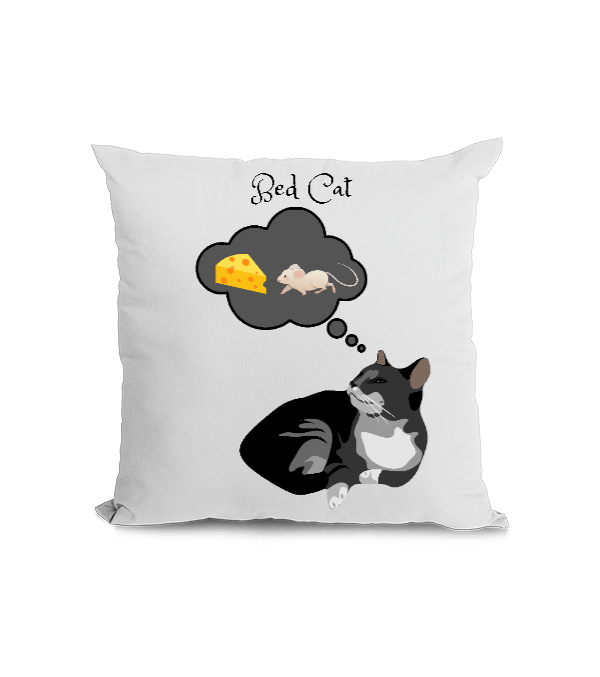 Tisho - kedi, fare ve peynir figürlü, özel tasarım Kare Yastık