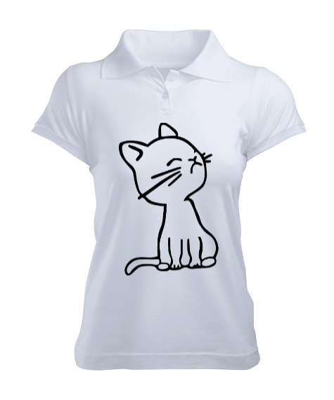 Tisho - kedi kadın T-shirt Kadın Polo Yaka Tişört