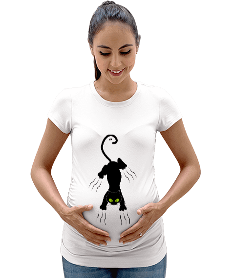 Tisho - Kedi - OneArtTasarım Kadın Hamile Tişört