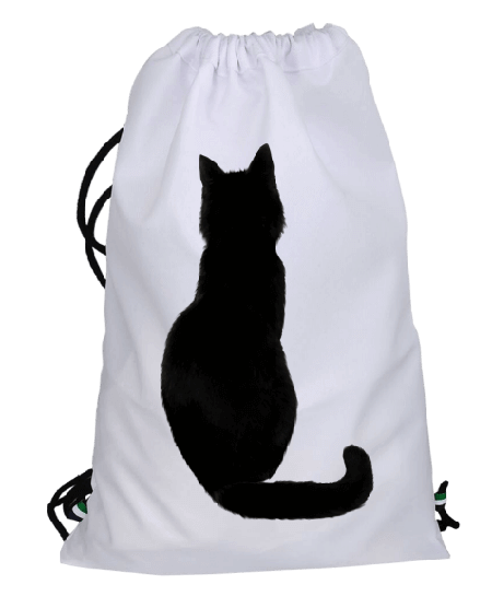 Tisho - Kedi Sırtı Tasarımlı Büzgülü Spor Çanta Büzgülü spor çanta