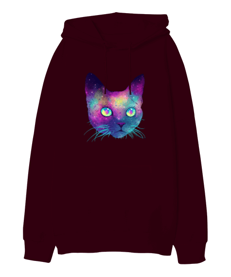 Tisho - Kedi Tasarım Baskılı Oversize Unisex Kapüşonlu Sweatshirt
