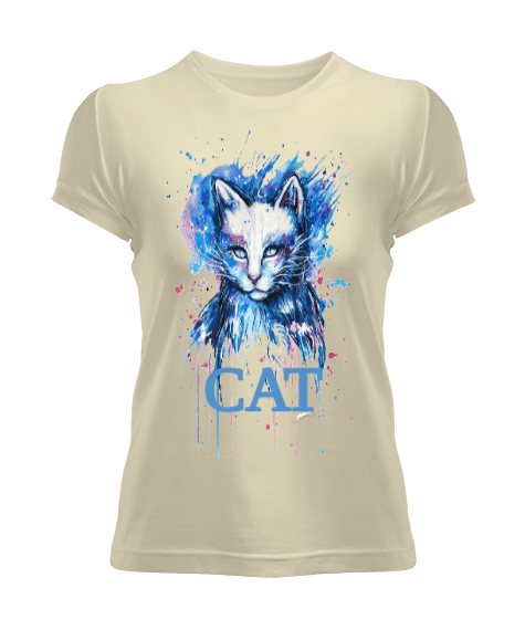Tisho - kedi tasarım emek işi Kadın Tişört