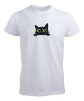 KEDİ TASARIMLI Beyaz Erkek Tişört - Tisho