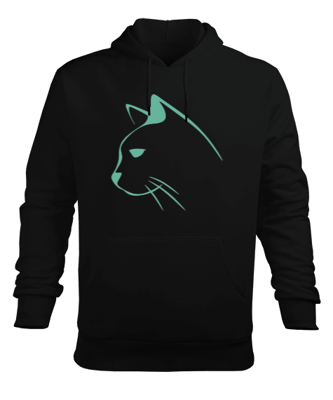 Tisho - Kedi Tasarımlı Erkek Kapüşonlu Hoodie Sweatshirt