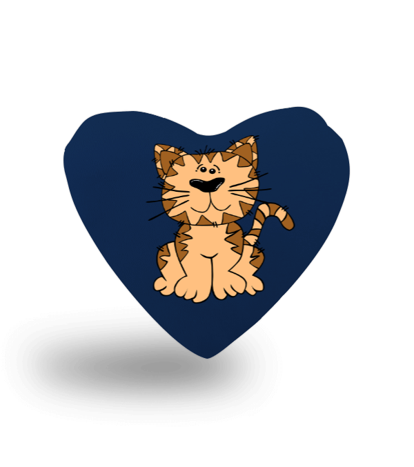 Tisho - Kedi tasarımlı Kalp Yastık