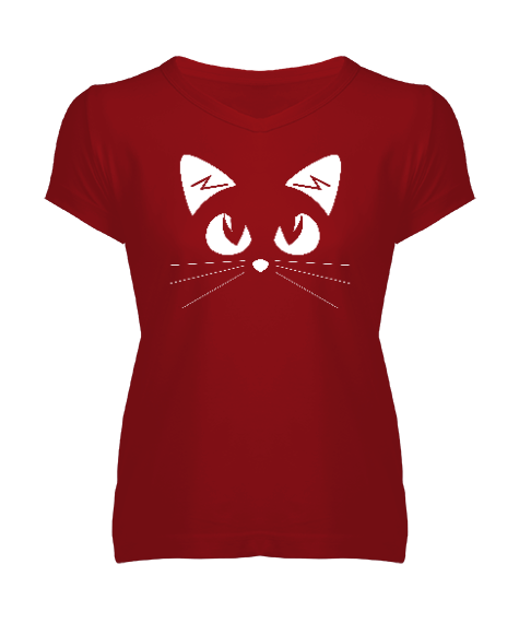 Tisho - Kedi Temalı Kadın V Yaka Tişört