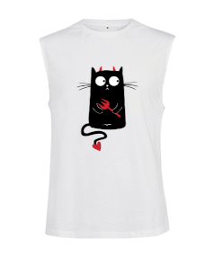 Tisho - Kedi temalı Kesik Kol Unisex Tişört