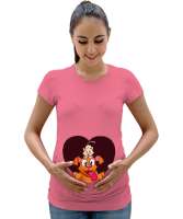 KEDİ VE KÖPEK Pembe Kadın Hamile Tişört - Tisho